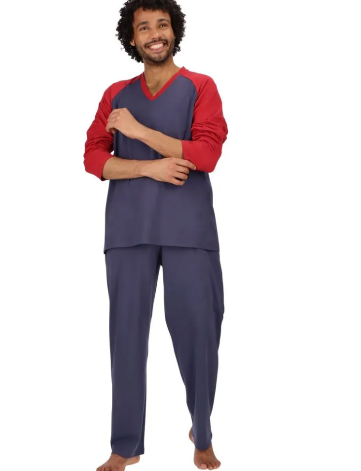 PIJAMA HOMBRE ALGODÓN AZUL MOTA