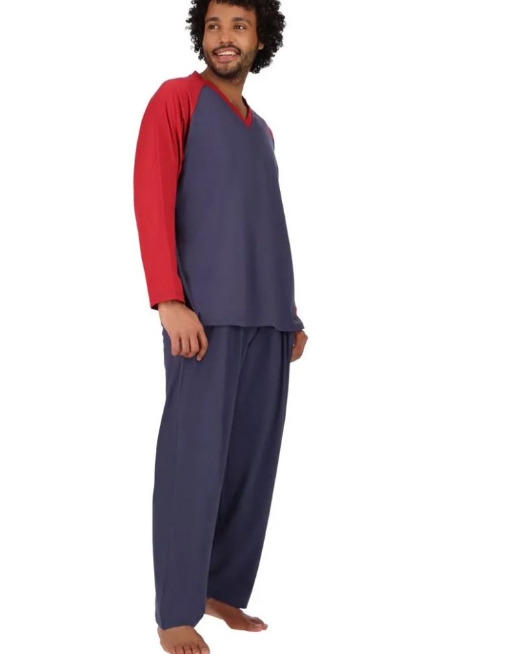 PIJAMA HOMBRE ALGODÓN AZUL MOTA