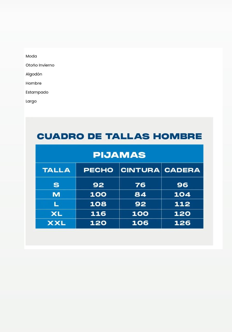 PIJAMA HOMBRE  ALGODÓN  MOTA